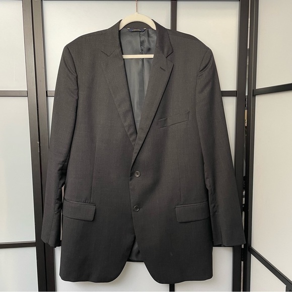 [45L/40W] Brooks Brothers Men’s Dark Grey 100% Wool 1818 Fitzgerald Suit Coat - Picture 1 of 14
